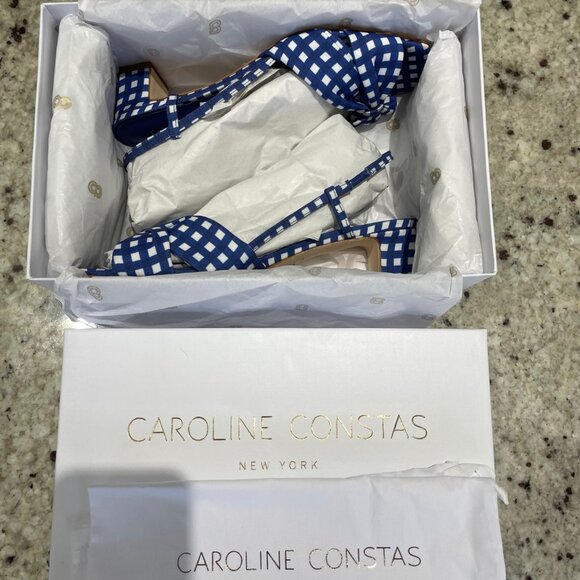NIB - Caroline Constas Beck Sandal - Size 11 41 - Blue Gingham Slingback - Picture 6 of 6